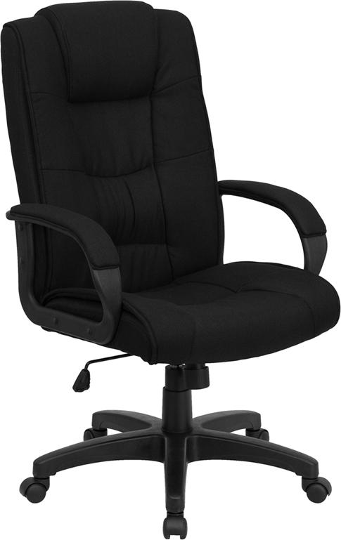 Flash Furniture High Back Black Fabric Executive Swivel Chair with Arms – GO-5301B-BK-GG Hot on Sale