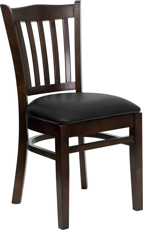 Flash Furniture HERCULES Series Vertical Slat Back Walnut Wood Restaurant Chair – Black Vinyl Seat – XU-DGW0008VRT-WAL-BLKV-GG Online