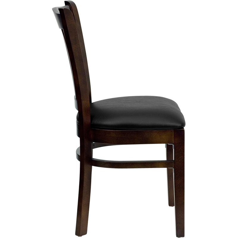 Flash Furniture HERCULES Series Vertical Slat Back Walnut Wood Restaurant Chair – Black Vinyl Seat – XU-DGW0008VRT-WAL-BLKV-GG Online