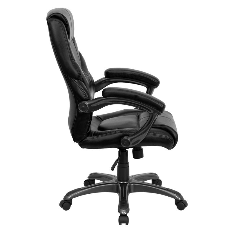 Flash Furniture High Back Black Leather Overstuffed Executive Swivel Chair with Arms – GO-724H-BK-LEA-GG Sale