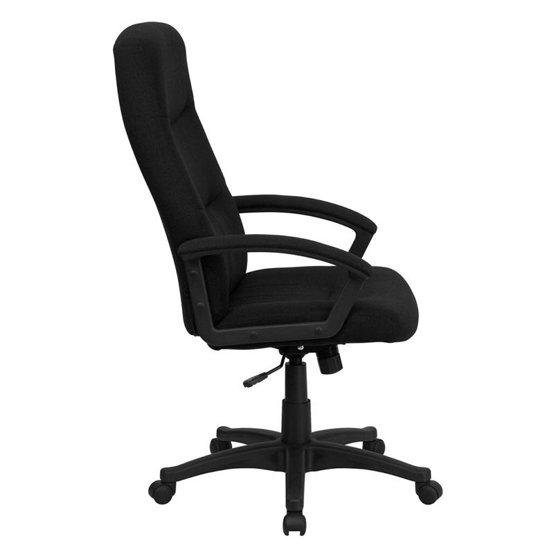 Flash Furniture High Back Black Fabric Executive Swivel Chair with Two Line Horizontal Stitch Back and Arms – BT-134A-BK-GG Online Hot Sale
