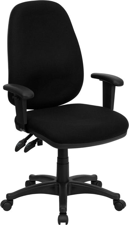 Flash Furniture High Back Black Fabric Executive Swivel Chair with Adjustable Arms – BT-661-BK-GG Hot on Sale