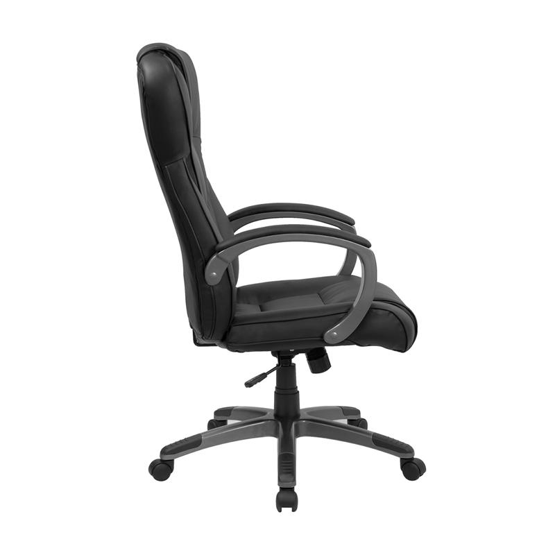 Flash Furniture High Back Black Leather Executive Swivel Chair with Titanium Nylon Base and Loop Arms – BT-9069-BK-GG Sale
