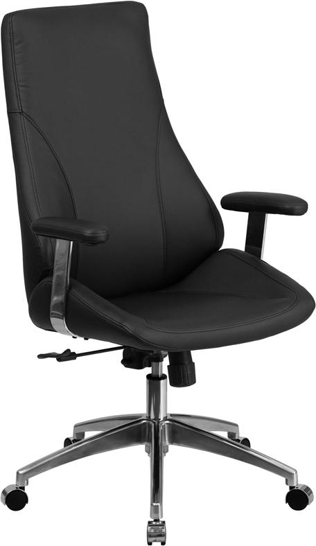 Flash Furniture High Back Black Leather Smooth Upholstered Executive Swivel Chair with Arms – BT-90068H-GG Online Sale