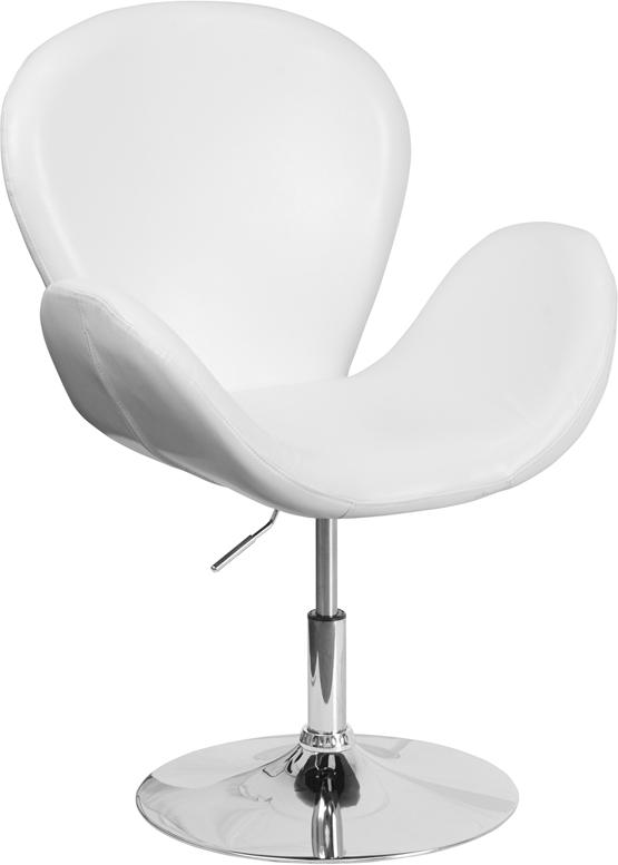 Flash Furniture HERCULES Trestron Series White Leather Side Reception Chair with Adjustable Height Seat – CH-112420-WH-GG on Sale