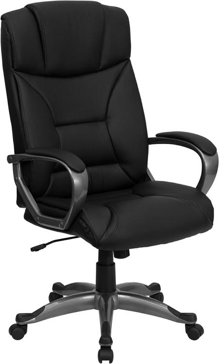 Flash Furniture High Back Black Leather Executive Swivel Chair with Arms – BT-9177-BK-GG Online now