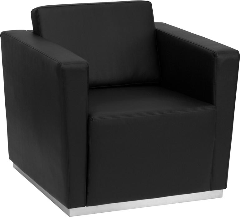 Flash Furniture HERCULES Trinity Series Contemporary Black Leather Chair with Stainless Steel Base – ZB-TRINITY-8094-CHAIR-BK-GG Fashion