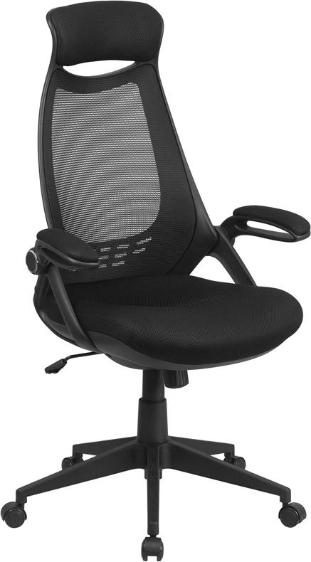 Flash Furniture High Back Black Mesh Executive Swivel Chair with Flip-Up Arms – HL-0018-GG Online Sale