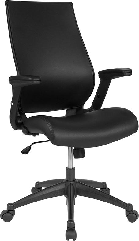 Flash Furniture High Back Black Leather Executive Swivel Chair with Molded Foam Seat and Adjustable Arms – BL-LB-8809-LEA-GG Fashion