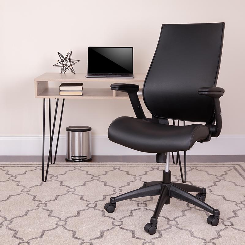 Flash Furniture High Back Black Leather Executive Swivel Chair with Molded Foam Seat and Adjustable Arms – BL-LB-8809-LEA-GG Fashion
