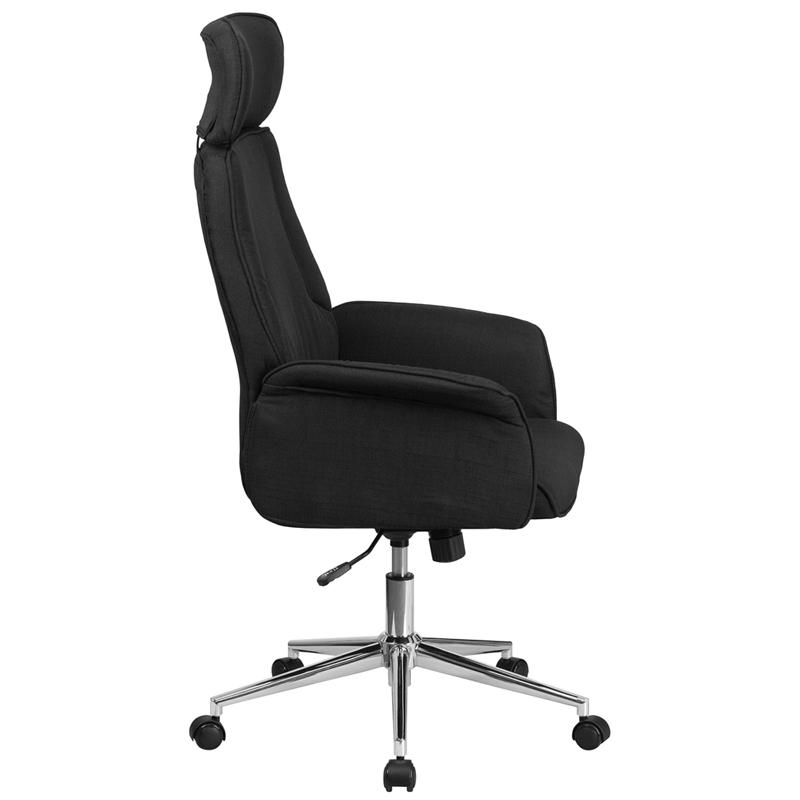Flash Furniture High Back Black Fabric Executive Swivel Chair with Chrome Base and Fully Upholstered Arms – CH-CX0944H-BK-GG Online Sale