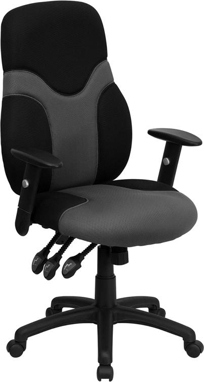 Flash Furniture High Back Ergonomic Black and Gray Mesh Swivel Task Chair with Adjustable Arms – BT-6001-GYBK-GG Hot on Sale