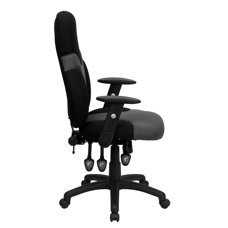 Flash Furniture High Back Ergonomic Black and Gray Mesh Swivel Task Chair with Adjustable Arms – BT-6001-GYBK-GG Hot on Sale