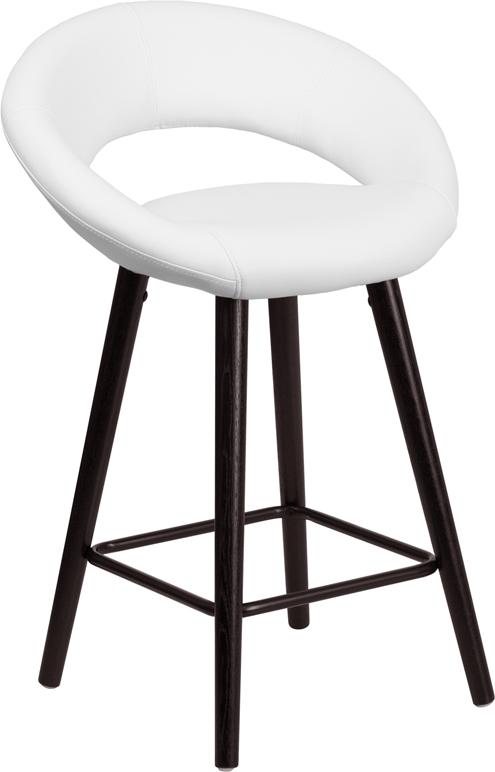 Flash Furniture Kelsey Series 24” High Contemporary Cappuccino Wood Counter Height Stool in White Vinyl – CH-152551-WH-VY-GG Fashion