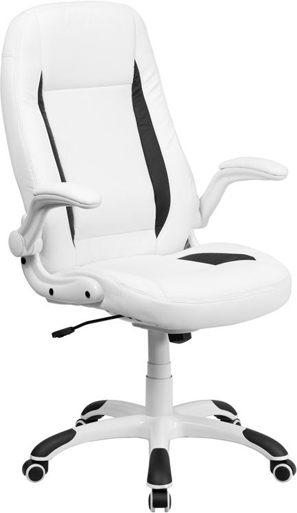 Flash Furniture High Back White Leather Executive Swivel Chair with Flip-Up Arms – CH-CX0176H06-WH-GG Discount