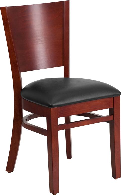 Flash Furniture Lacey Series Solid Back Mahogany Wood Restaurant Chair – Black Vinyl Seat – XU-DG-W0094B-MAH-BLKV-GG Online now