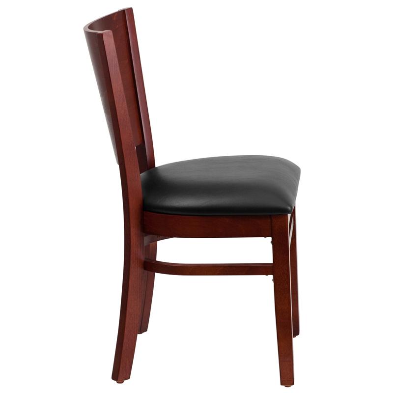 Flash Furniture Lacey Series Solid Back Mahogany Wood Restaurant Chair – Black Vinyl Seat – XU-DG-W0094B-MAH-BLKV-GG Online now