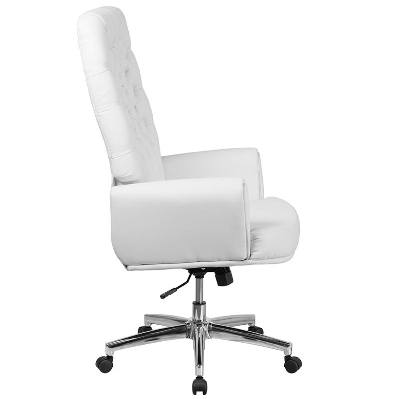 Flash Furniture High Back Traditional Tufted White Leather Executive Swivel Chair with Arms – BT-444-WH-GG Online now