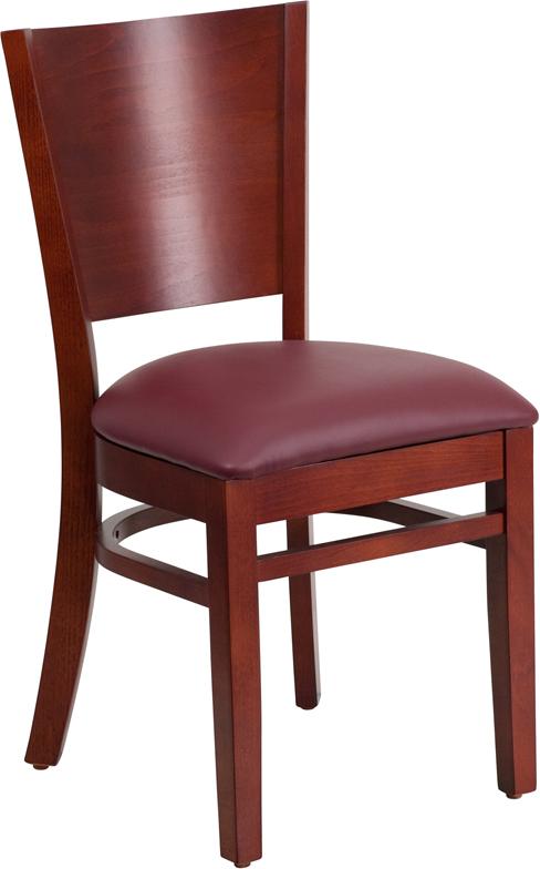 Flash Furniture Lacey Series Solid Back Mahogany Wood Restaurant Chair – Burgundy Vinyl Seat – XU-DG-W0094B-MAH-BURV-GG Fashion
