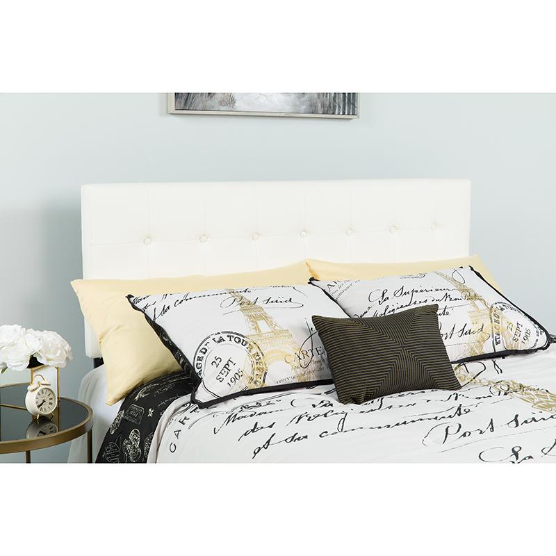 Flash Furniture Lennox Tufted Upholstered Queen Size Headboard in White Vinyl – HG-HB1705-Q-W-GG on Sale