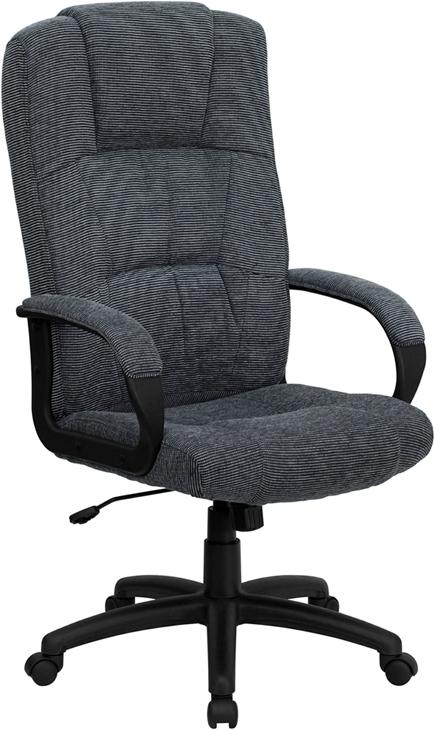 Flash Furniture High Back Gray Fabric Executive Swivel Chair with Arms – BT-9022-BK-GG Supply