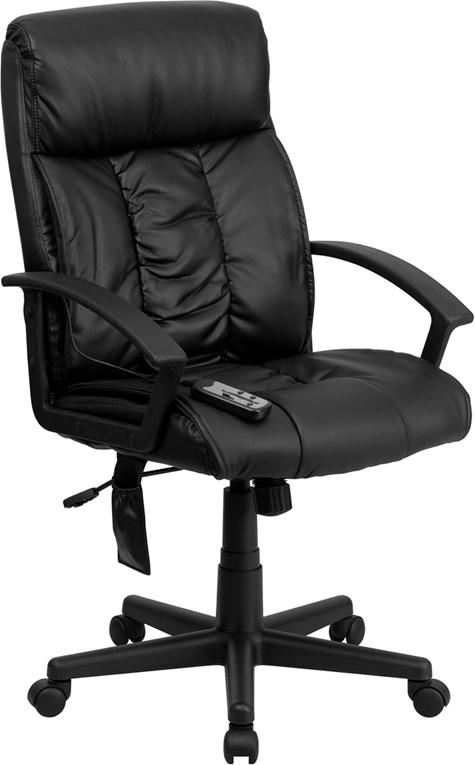 Flash Furniture High Back Massaging Black Leather Executive Swivel Chair with Side Remote Pocket and Arms – BT-9578P-GG Online