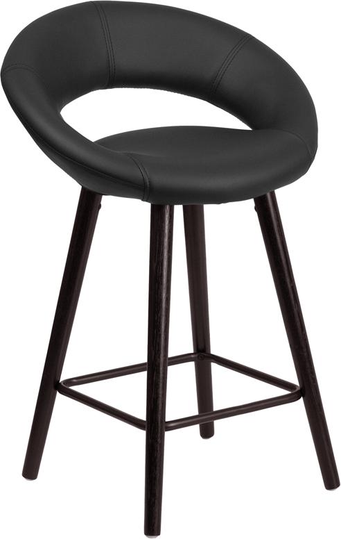 Flash Furniture Kelsey Series 24” High Contemporary Cappuccino Wood Counter Height Stool in Black Vinyl – CH-152551-BK-VY-GG Online Sale
