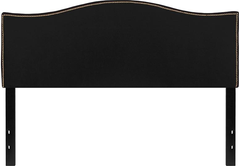 Flash Furniture Lexington Upholstered Queen Size Headboard with Accent Nail Trim in Black Fabric – HG-HB1707-Q-BK-GG on Sale