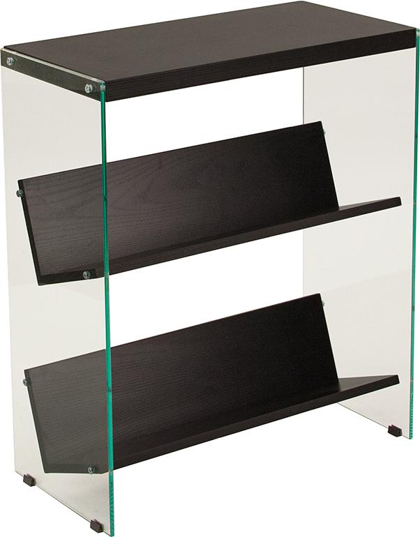 Flash Furniture Highwood Collection Espresso Finish Bookshelf with Glass Frame – NAN-JN21708B3-G-GG on Sale