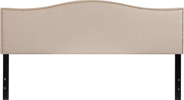 Flash Furniture Lexington Upholstered King Size Headboard with Accent Nail Trim in Beige Fabric – HG-HB1707-K-B-GG Fashion