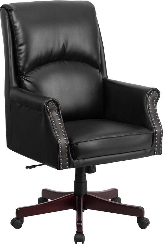 Flash Furniture High Back Pillow Back Black Leather Executive Swivel Chair with Arms – BT-9025H-2-GG Online Hot Sale