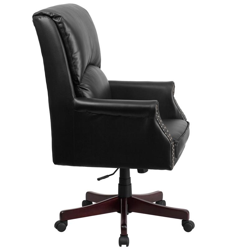 Flash Furniture High Back Pillow Back Black Leather Executive Swivel Chair with Arms – BT-9025H-2-GG Online Hot Sale