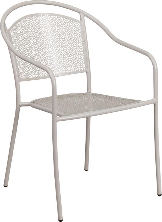 Flash Furniture Light Gray Indoor-Outdoor Steel Patio Arm Chair with Round Back – CO-3-SIL-GG Online Hot Sale