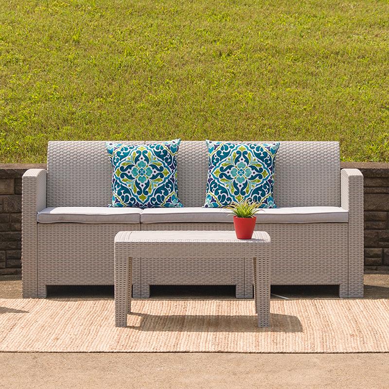 Flash Furniture Light Gray Faux Rattan Coffee Table – DAD-SF2-T-GG Supply