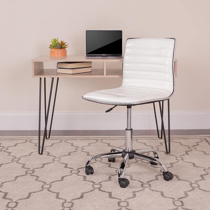 Flash Furniture Low Back Designer Armless White Ribbed Swivel Task Chair – DS-512B-WH-GG Hot on Sale