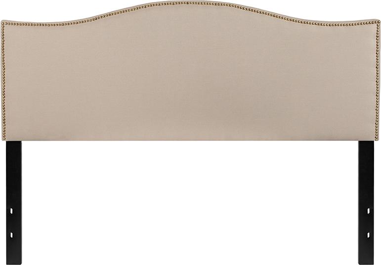 Flash Furniture Lexington Upholstered Queen Size Headboard with Accent Nail Trim in Beige Fabric – HG-HB1707-Q-B-GG Fashion
