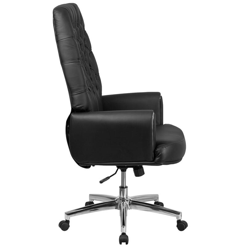 Flash Furniture High Back Traditional Tufted Black Leather Executive Swivel Chair with Silver Welt Arms – BT-444-BK-GG on Sale