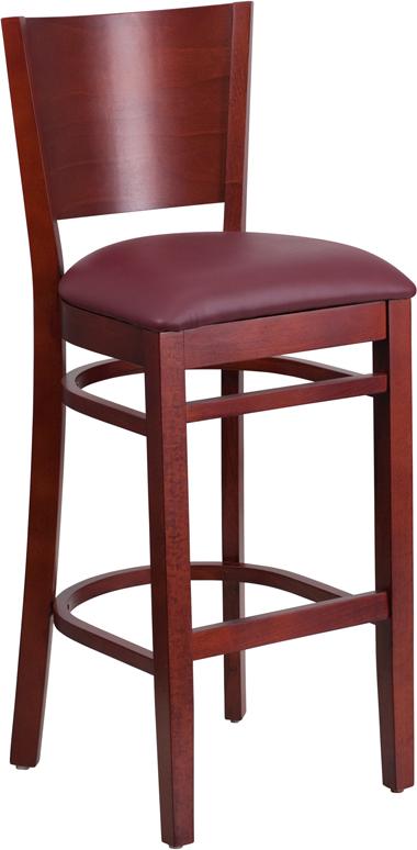Flash Furniture Lacey Series Solid Back Mahogany Wood Restaurant Barstool – Burgundy Vinyl Seat – XU-DG-W0094BAR-MAH-BURV-GG Discount