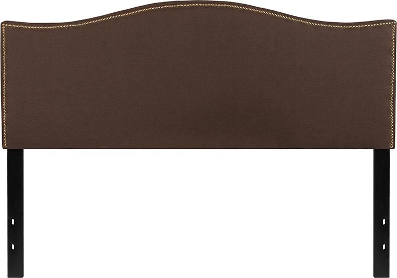 Flash Furniture Lexington Upholstered Queen Size Headboard with Accent Nail Trim in Dark Brown Fabric – HG-HB1707-Q-DBR-GG Online Hot Sale