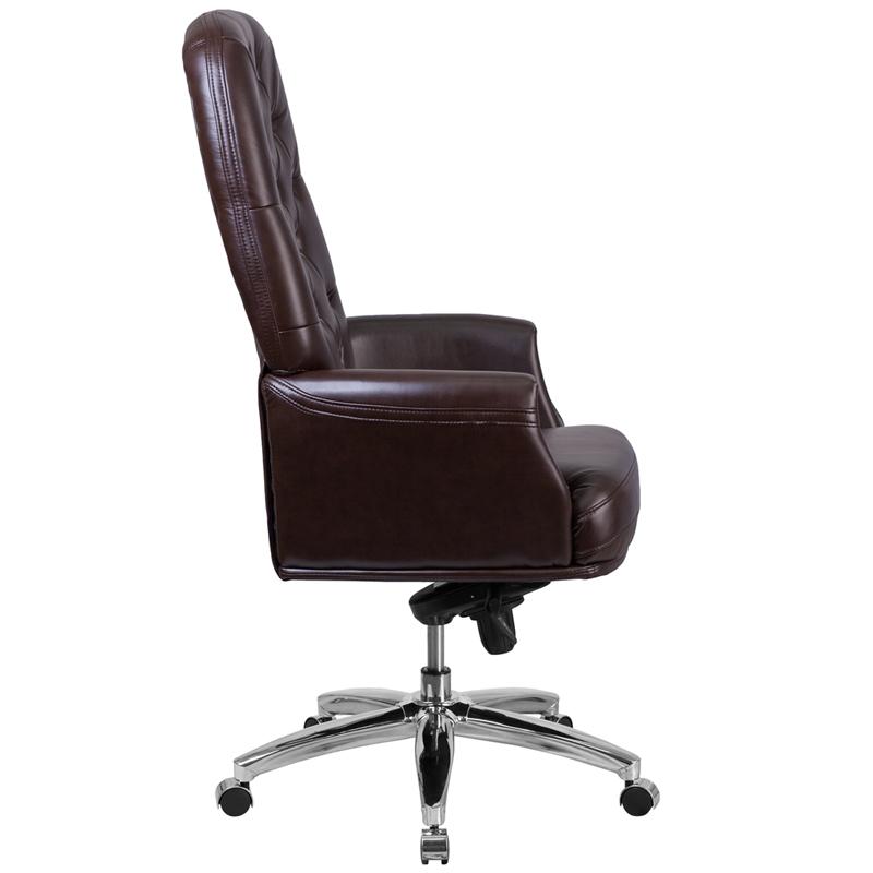 Flash Furniture High Back Traditional Tufted Brown Leather Multifunction Executive Swivel Chair with Arms – BT-90269H-BN-GG Online now