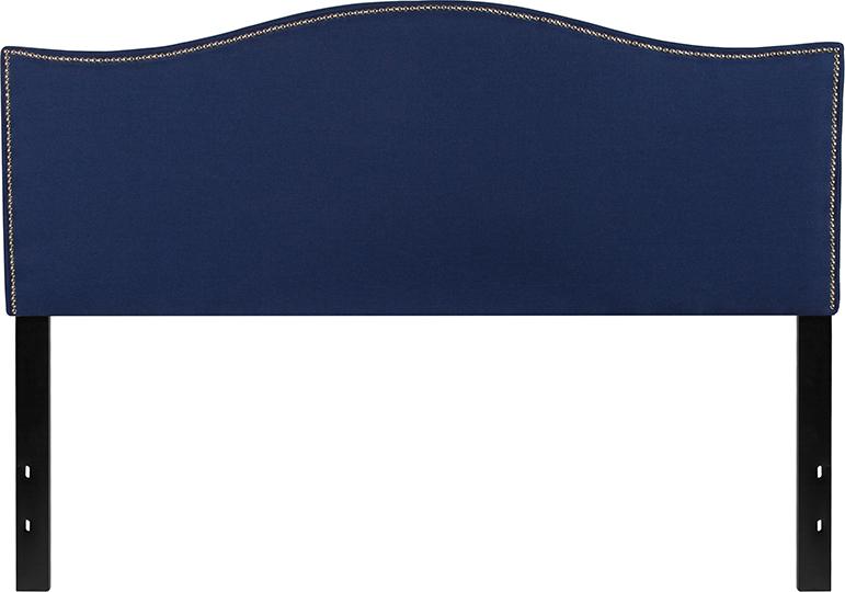 Flash Furniture Lexington Upholstered Queen Size Headboard with Accent Nail Trim in Navy Fabric – HG-HB1707-Q-N-GG Online now