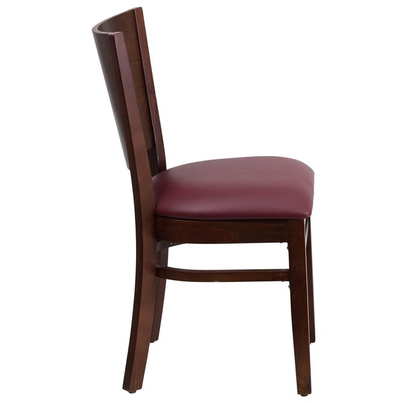 Flash Furniture Lacey Series Solid Back Walnut Wood Restaurant Chair – Burgundy Vinyl Seat – XU-DG-W0094B-WAL-BURV-GG on Sale