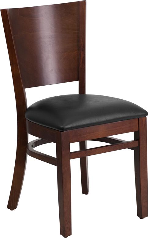 Flash Furniture Lacey Series Solid Back Walnut Wood Restaurant Chair – Black Vinyl Seat – XU-DG-W0094B-WAL-BLKV-GG Sale