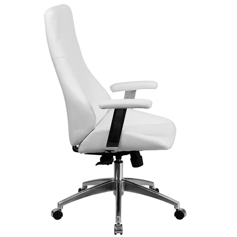 Flash Furniture High Back White Leather Smooth Upholstered Executive Swivel Chair with Arms – BT-90068H-WH-GG Discount