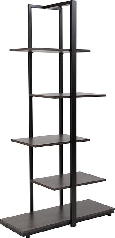 Flash Furniture Homewood Collection Driftwood Finish 5-Tier Decorative Shelf with Black Metal Frame – NAN-JN-21706B-GG Online