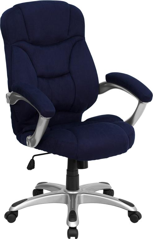Flash Furniture High Back Navy Blue Microfiber Contemporary Executive Swivel Chair with Arms – GO-725-NVY-GG on Sale