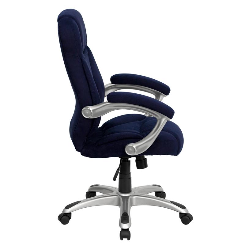 Flash Furniture High Back Navy Blue Microfiber Contemporary Executive Swivel Chair with Arms – GO-725-NVY-GG on Sale