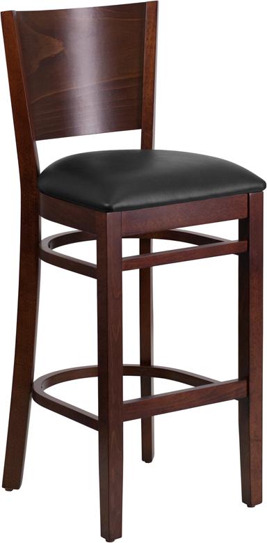 Flash Furniture Lacey Series Solid Back Walnut Wood Restaurant Barstool – Black Vinyl Seat – XU-DG-W0094BAR-WAL-BLKV-GG Online Hot Sale