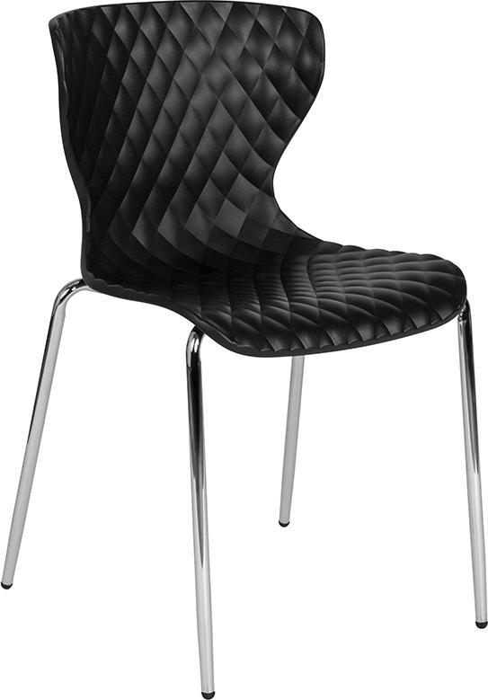 Flash Furniture Lowell Contemporary Design Black Plastic Stack Chair – LF-7-07C-BLK-GG Online