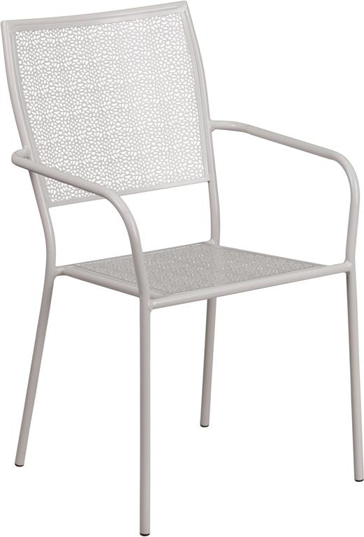 Flash Furniture Light Gray Indoor-Outdoor Steel Patio Arm Chair with Square Back – CO-2-SIL-GG Sale